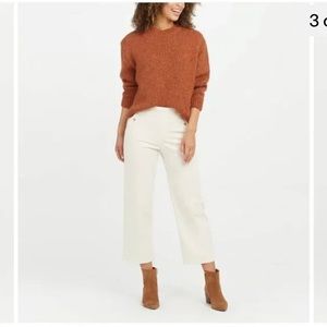 Spanx Size M stretch twill wide leg crop pants - white